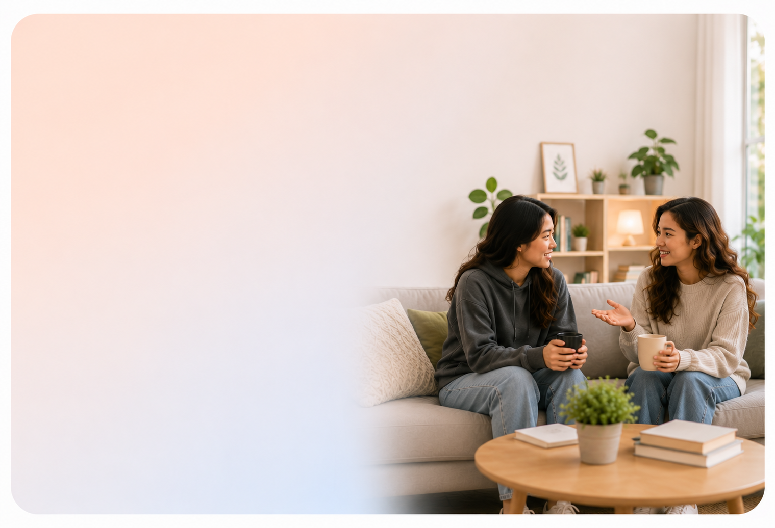 Two people talking in a supportive conversation